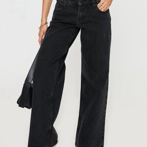 Women's Black Wide-Leg Jeans- Princess Polly